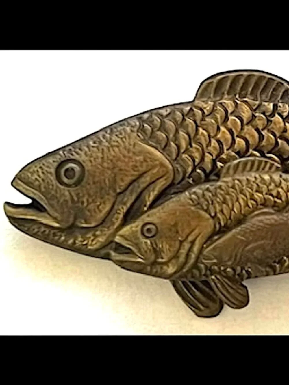 Vintage FISH Brasstone Steampunk Brooch Thomas Mann Style